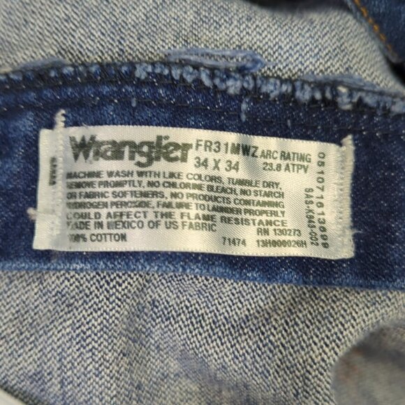 Wrangler FR Jeans Men's 34x34 Blue FR31MWZ Flame Resistant Relaxed Fit Denim - Picture 10 of 12